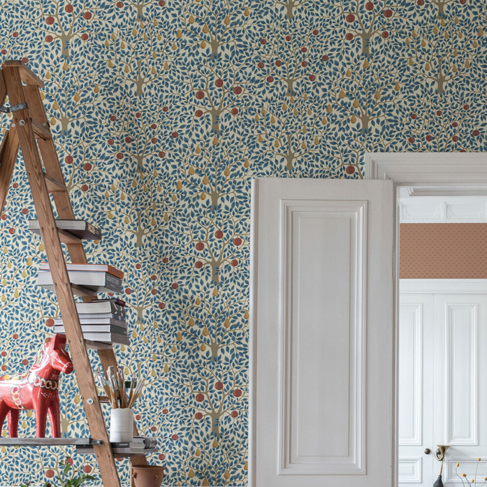 B&Q -  Apelviken 2 Blue Apples & Pears Smooth Wallpaper - Image 3