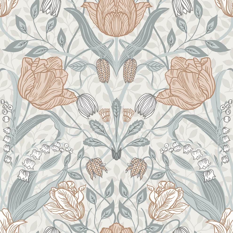 Apelviken Tulip Wallpaper White Grey Pink Galerie 33005