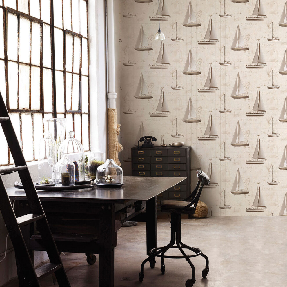 Global Fusion Sail Away Wallpaper Brown G56422 5055430064226
