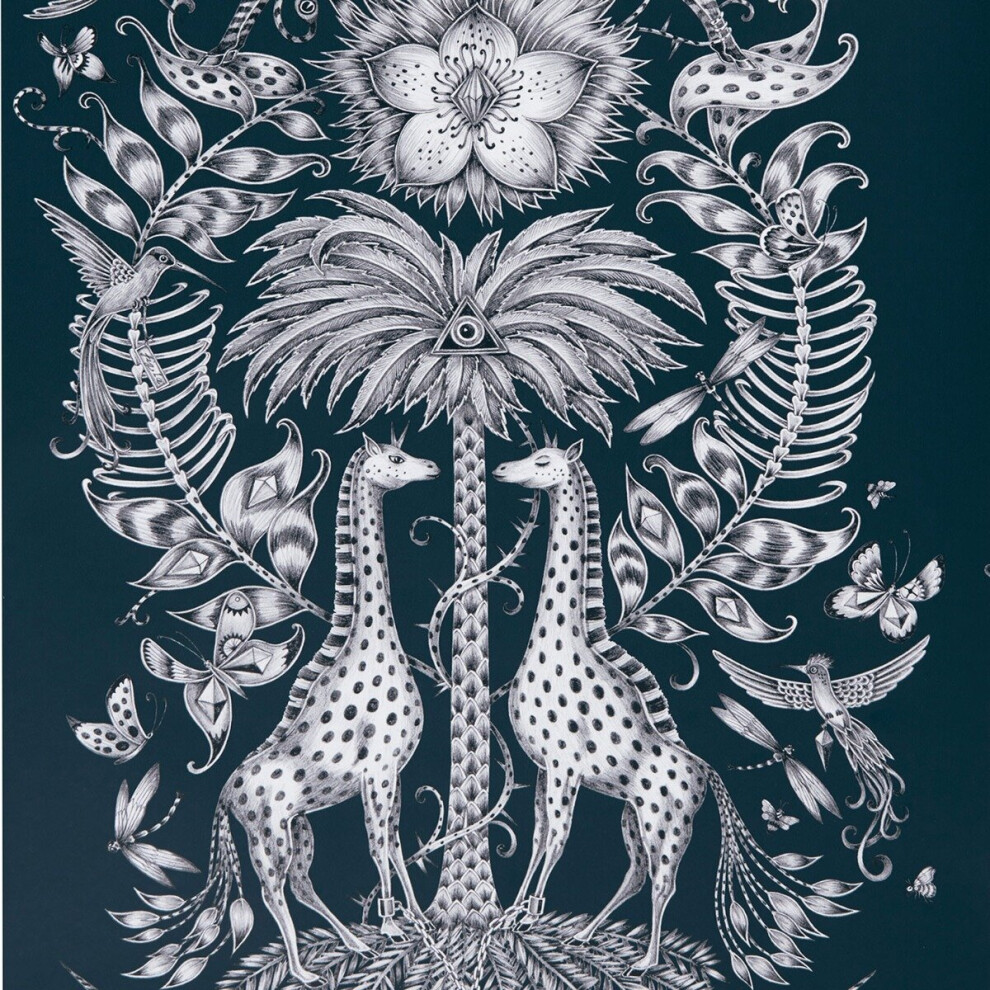Emma J Shipley Animalia Kruger Wallpaper Navy W0102/06 5060040180198
