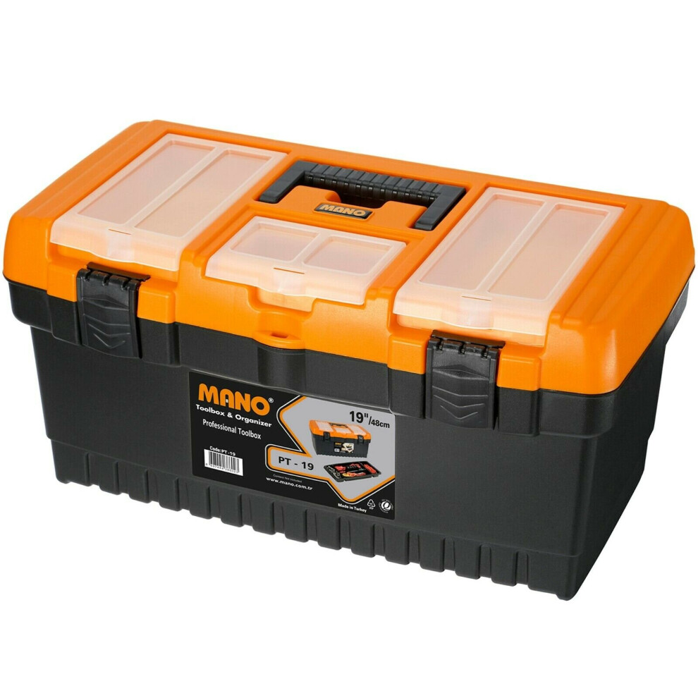 Mano (Professional, 19" Tool Box) Large Plastic Toolboxes Chest Lockable Lid Inserts