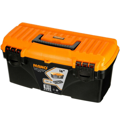 (Organiser CO, 16" Tool Box) Large Plastic Toolboxes Chest Lockable Lid Inserts