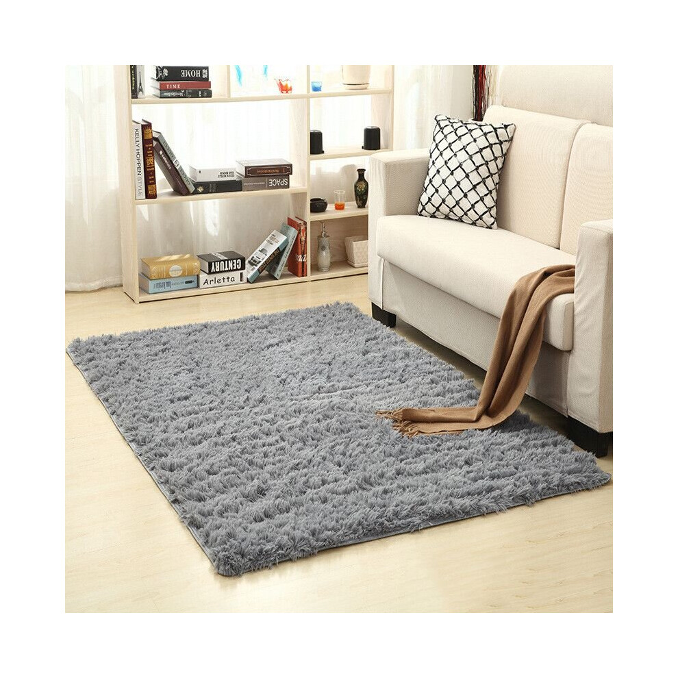 (Gray, 60*120cm/23.6*47.2in) Fluffy Rugs Anti-Slip Soft Carpet Mat Living Room Rug Fluffy Pad Floor Bedroom