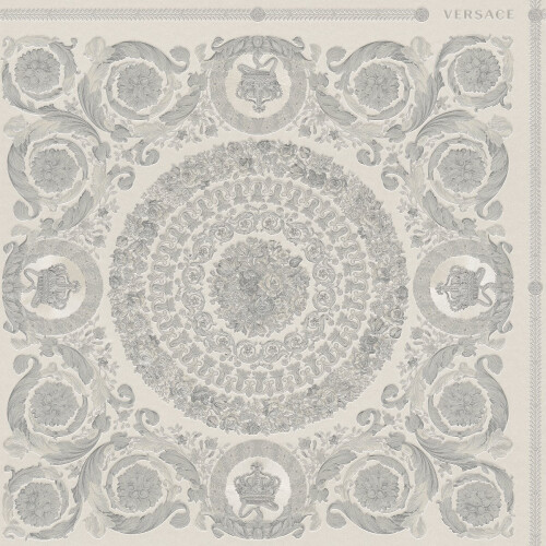 AS Creation Versace Heritage Tile Panel Wallpaper - Grey and Silver - 37055-5 - 10m x 70cm