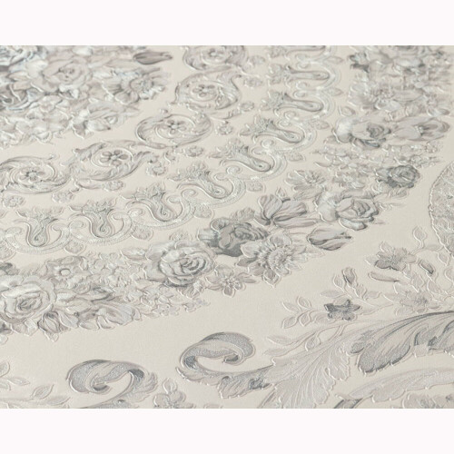 AS Creation Versace Heritage Tile Panel Wallpaper - Grey and Silver - 37055-5 - 10m x 70cm 2