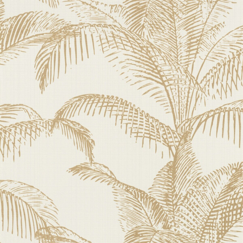 Pandore Palm Leaves Wallpaper White / Gold Rasch 406818 4000441406818
