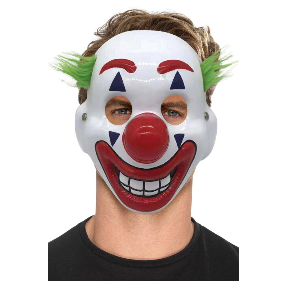 Clown Mask, PVC, with Hair & Elastic Strap