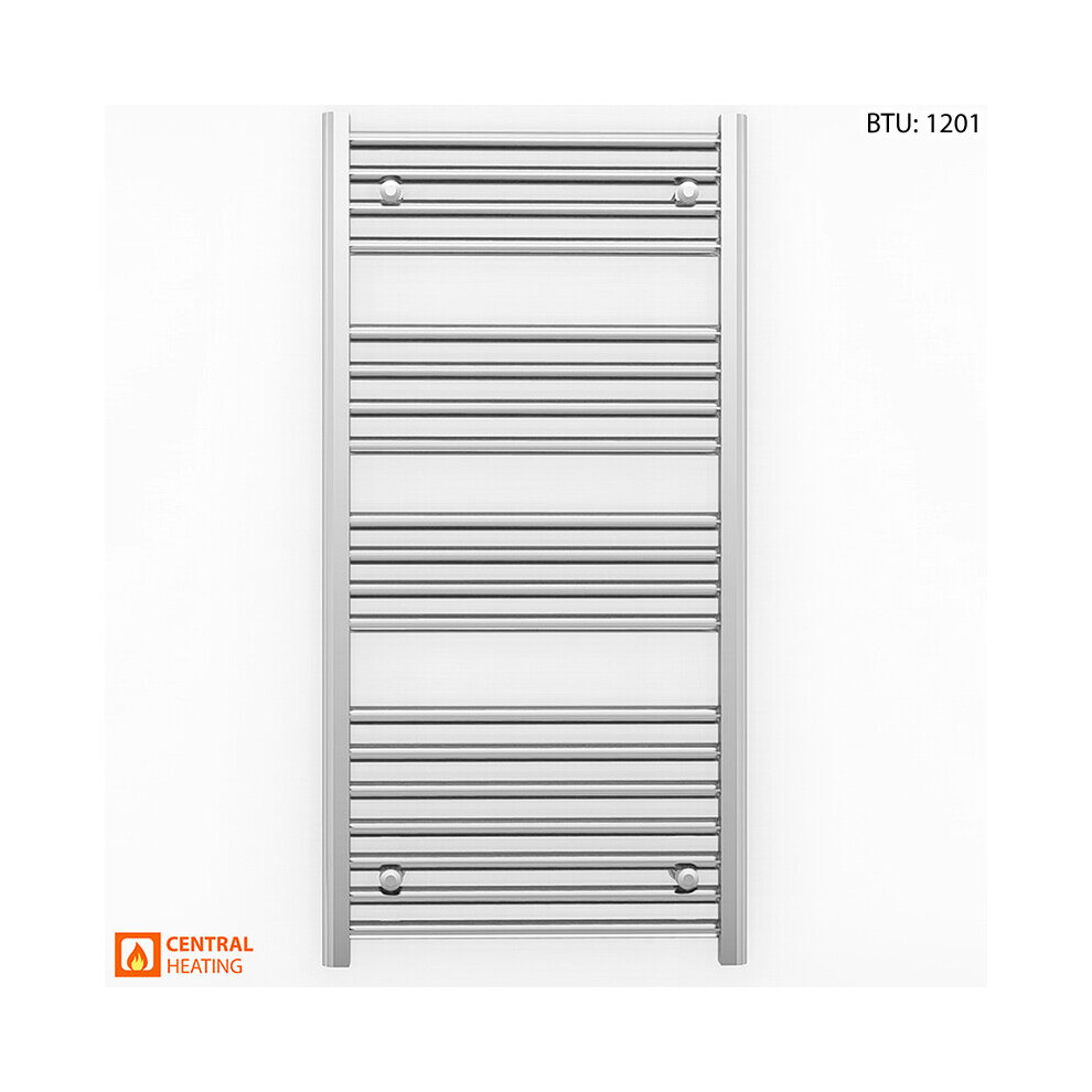 (550 x 1000 (BTU: 1201), TRV Chrome Straight Valves) 550mm Wide Chrome Towel Rail Radiator With Valves