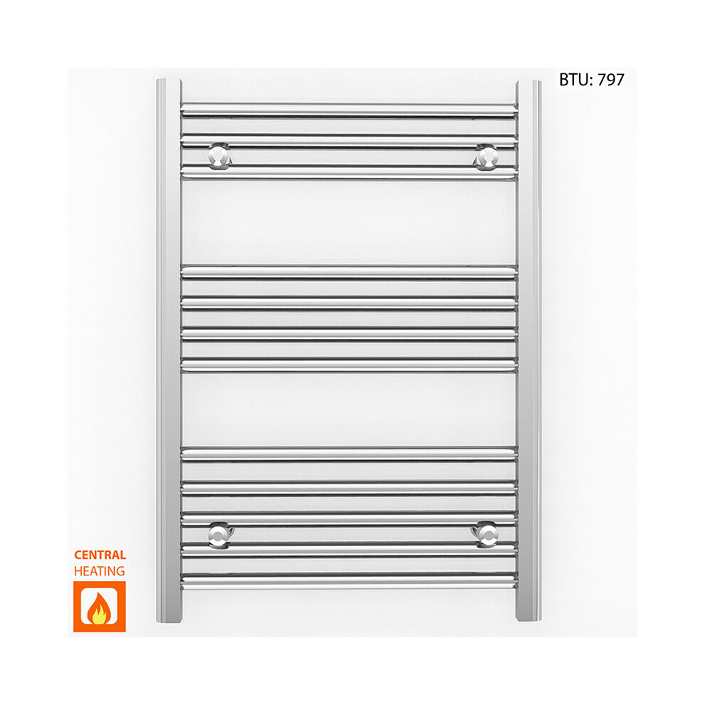 (550 x 700 (BTU: 797), Chrome Straight Valves) 550mm Wide Chrome Towel Rail Radiator With Valves