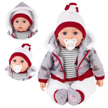 (Grey) The Magic Toy Shop 20" Lifelike Soft Baby Doll With Dummy & 12 Sounds