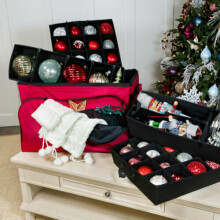 Christmas Santa 4 Storage Tray 62 Ornaments Heavy Duty Fabric Bag