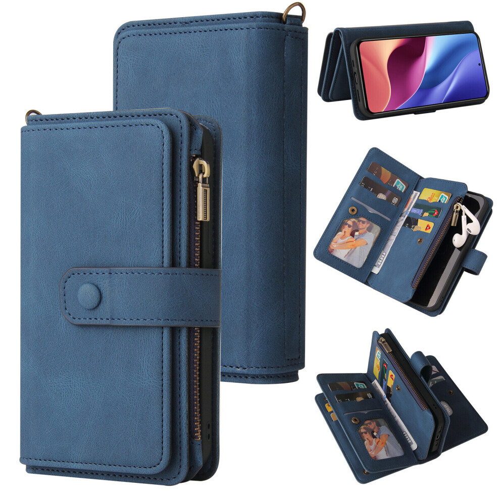 Xiaomi Mi 11i Case Wallet Flip Card Holder PU Leather Magnetic Protective Flip Cover - Blue