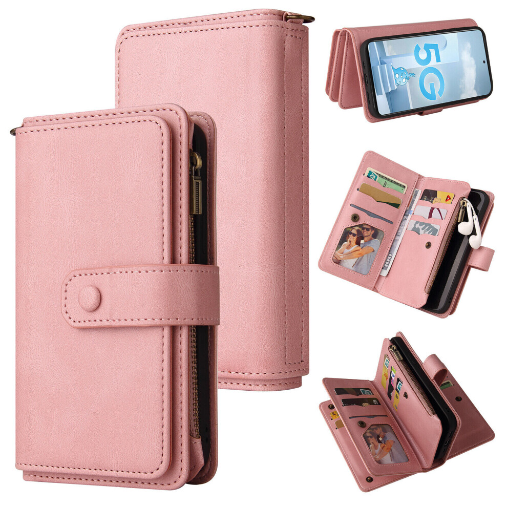 Samsung Galaxy A51 5G Case Wallet Flip Card Holder PU Leather Magnetic Protective Flip Cover - Pink