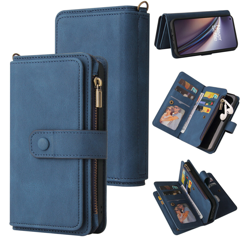 OnePlus Nord CE 5G Case Wallet Flip Card Holder PU Leather Magnetic Protective Flip Cover - Blue