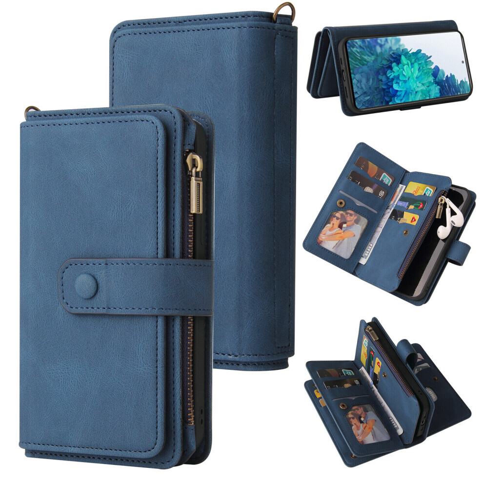 Samsung Galaxy S20 FE 5G/4G Case Wallet Flip Card Holder PU Leather Magnetic Protective Flip Cover - Blue