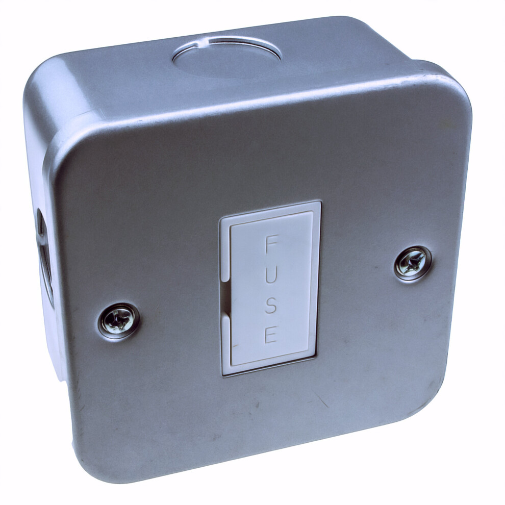 kenable Single Gang Metal Clad Steel Unswitched 13A Fuse FCU Box with Cable Entry Points