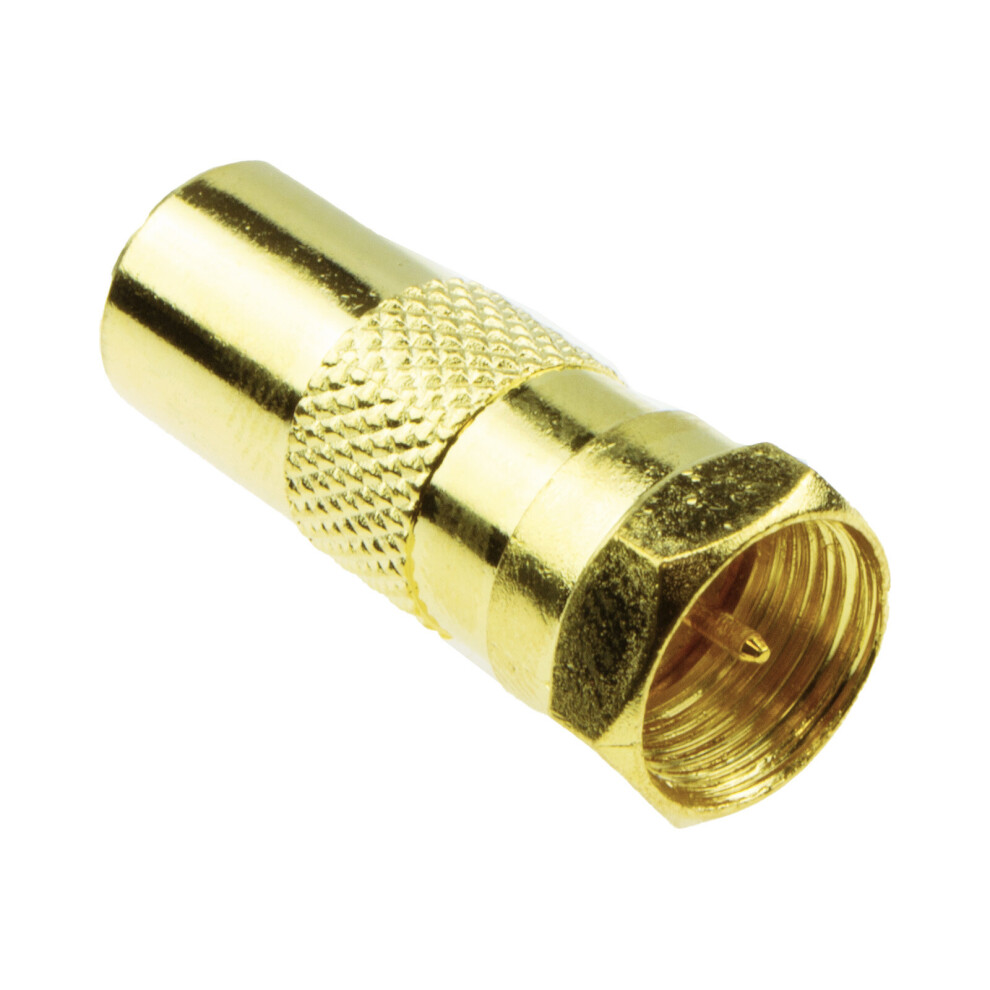 kenable F Type Male Plug to RF Male TV Freeview Aerial Cable Adapter Converter GOLD