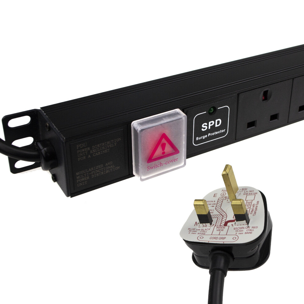 Kenable 8-Way Surge Protected Vertical Pdu (4388) 13A Uk Sockets, 1U, 2M Lead, 19-In Rack Mount