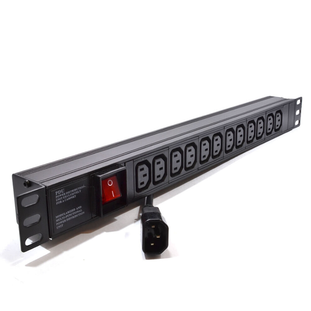 kenable Power Distribution Unit 12 Way C13 IEC 19 inch Horizontal PDU to C14 Plug