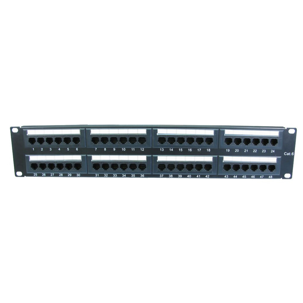 kenable Cat6 Gigabit 19 Inch Rack Mountable Patch Panel 48 Port 2U & Back Bar