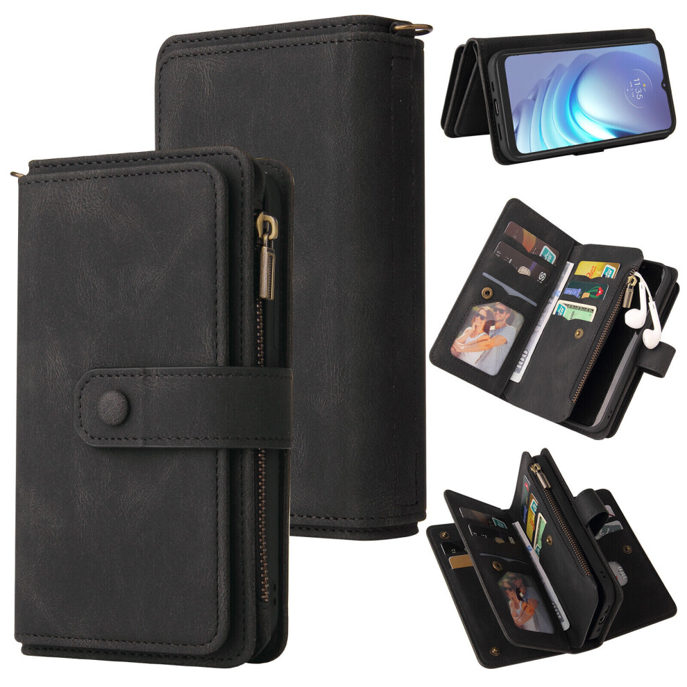 Gangxun Motorola Moto G50 Case Wallet Flip Card Holder Pu Leather Magnetic Protective Flip Cover - Black