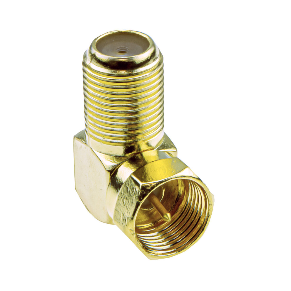 kenable F Type Satellite Socket to Right Angle Male Plug Coupler Adapter GOLD