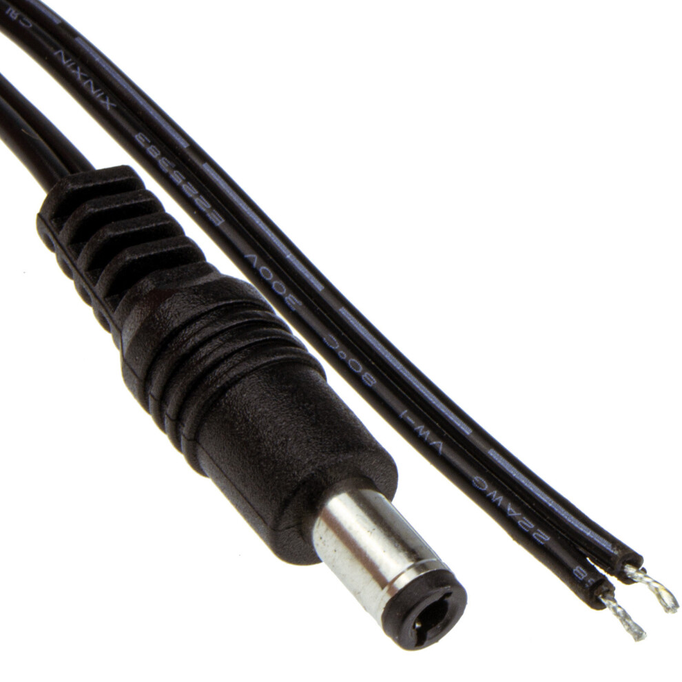 kenable 2.5mm x 5.5mm Male DC Plug to Bare Ended Power Cable  0.5m