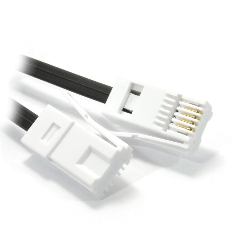 Kenable Bt 4-Wire 431A Plug To 4-Wire Male Plug Telephone Cable Lead 2M - Contacts - 7633 Black/Gold 5055383476336
