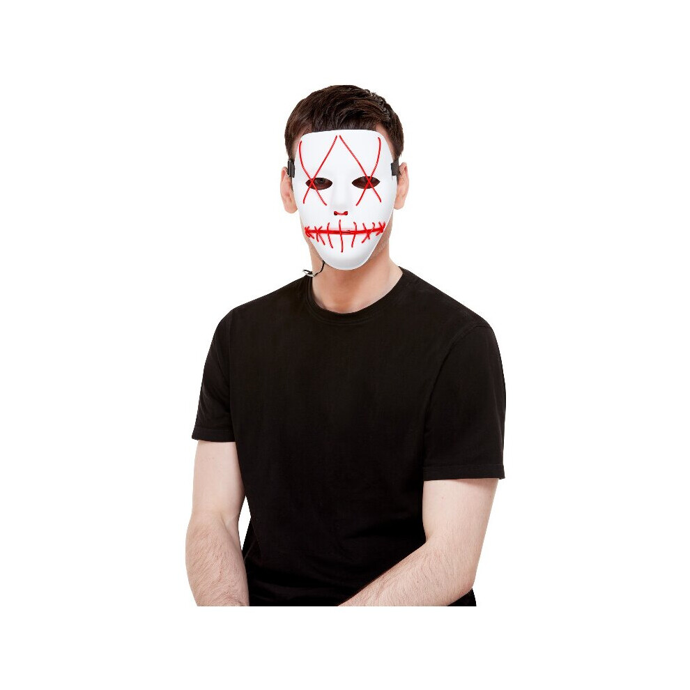 Stitch Face Mask, Neon Red Light Up, White-image-OPC-P8P58XD-NEW