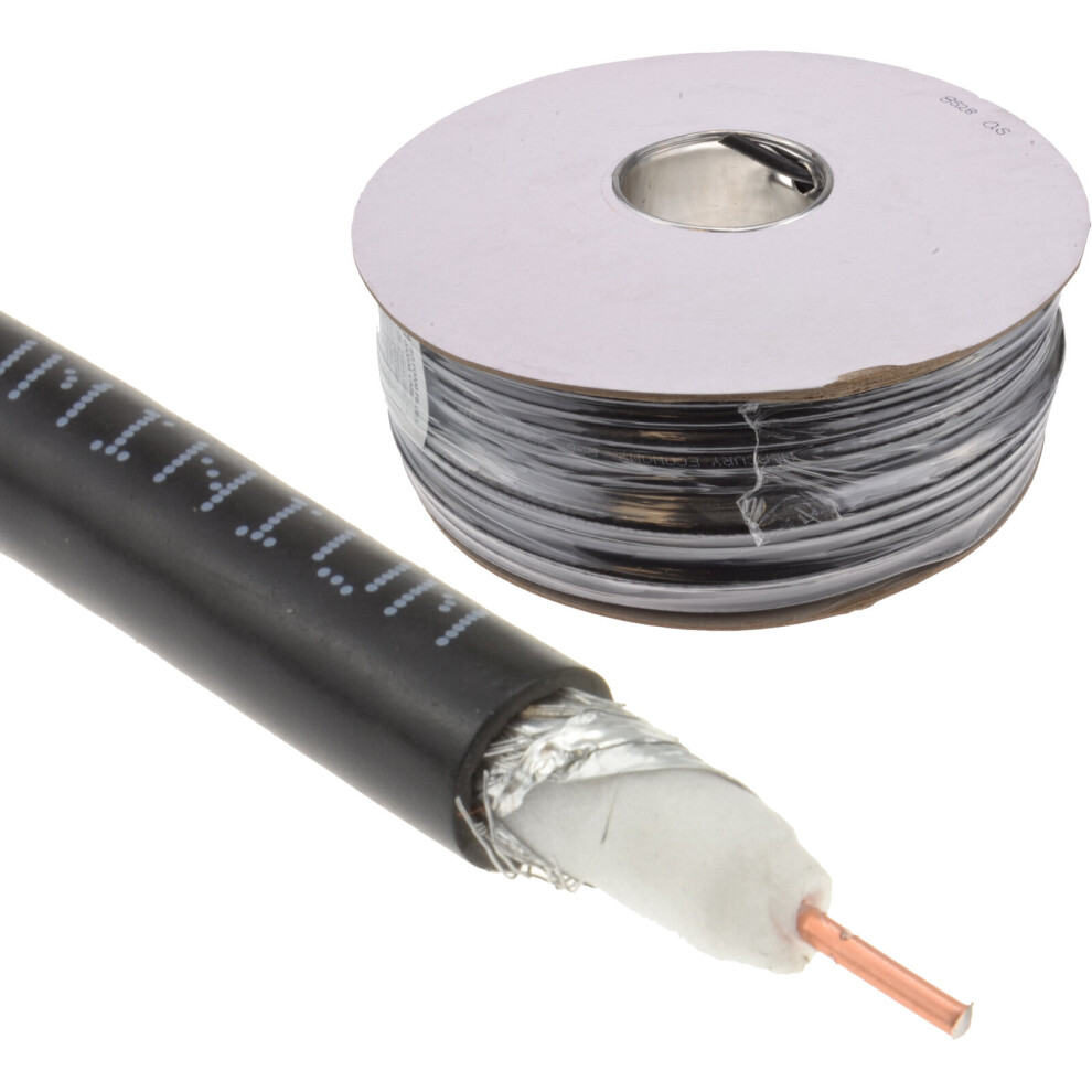 Kenable Coaxial Rg6u Foam Filled Satellite Ccs Cable Reel 100M Lead Black