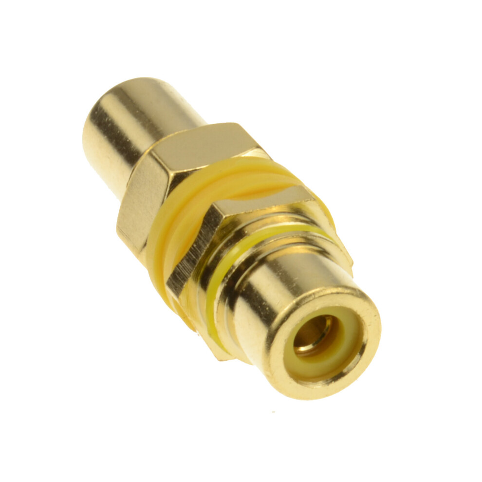 kenable Phono RCA Panel Mount Socket Through Adapter Yellow Composite Gold