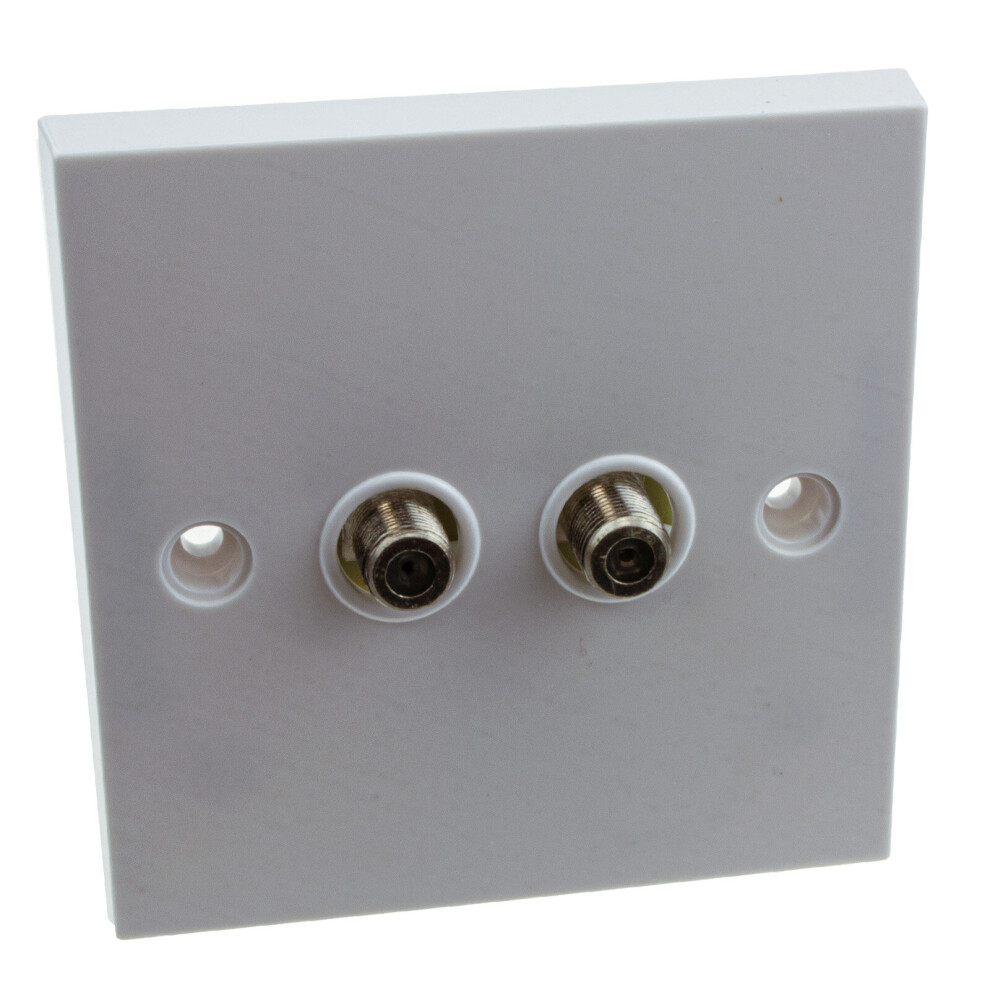 Double F Type Screw Wall Faceplate for Satellite Sky/Virgin Outlet White