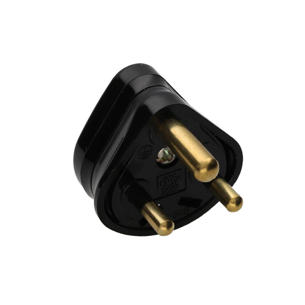 kenable 2 Amp 3 Pin MINI Round Pin Industrial Unfused Small Mains Plug Black