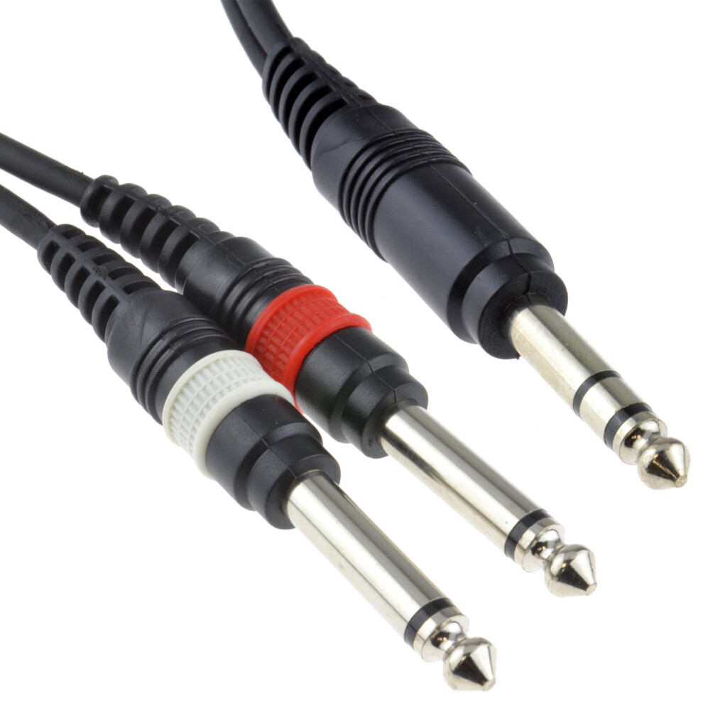 kenable 6.35mm Stereo Jack to Twin 6.35mm Mono BIG Jacks Cable 1.5m