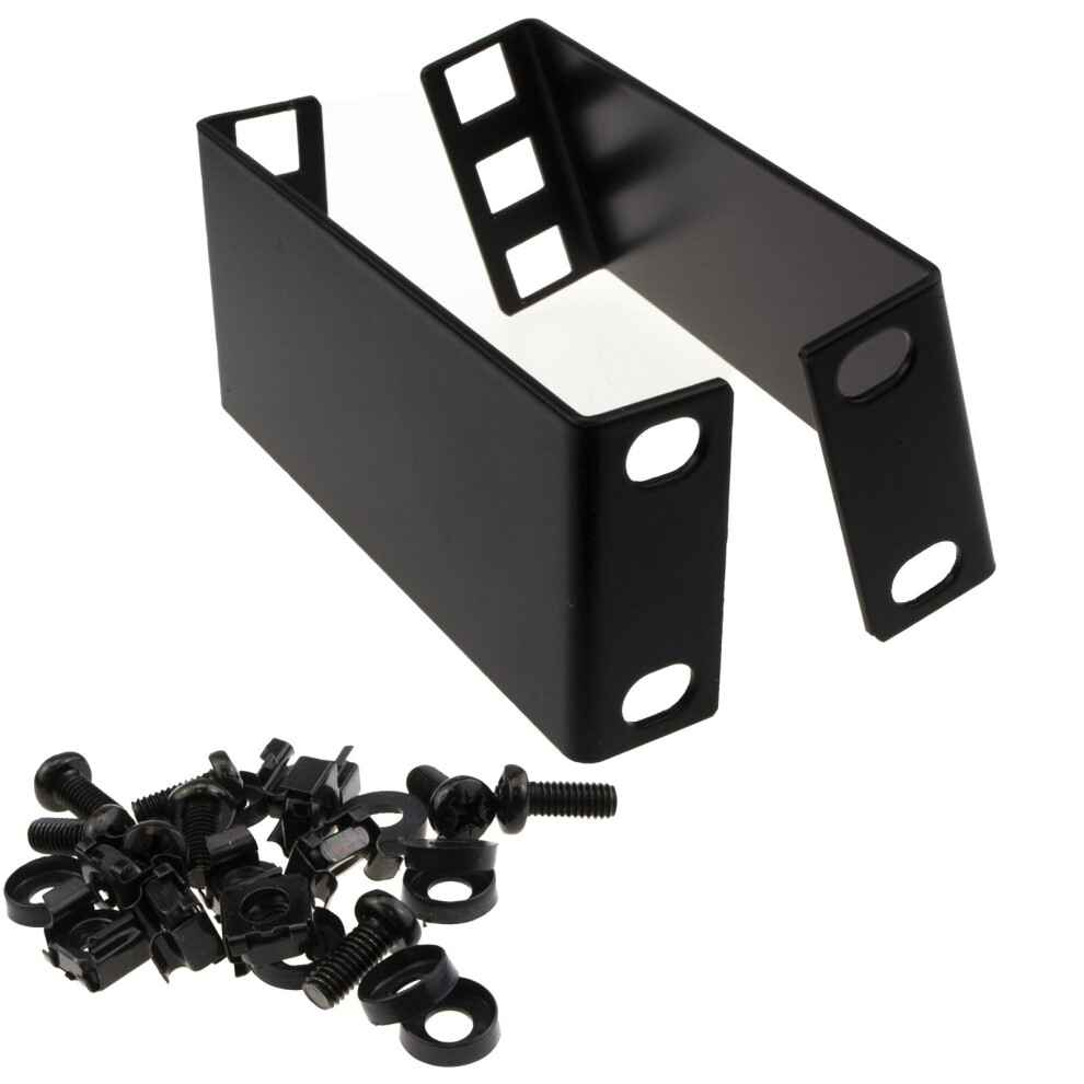 kenable 1U Rack Mount Data Cabinet Recessing Bracket with Cage Nuts 100mm Deep