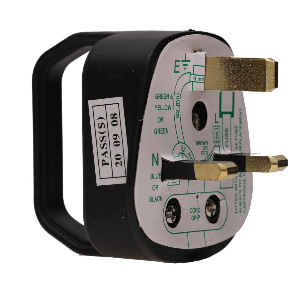 Kenable Easy Pull Rewireable 3 Pin Uk Mains Plug Fitted With 5A Amp Fuse Black