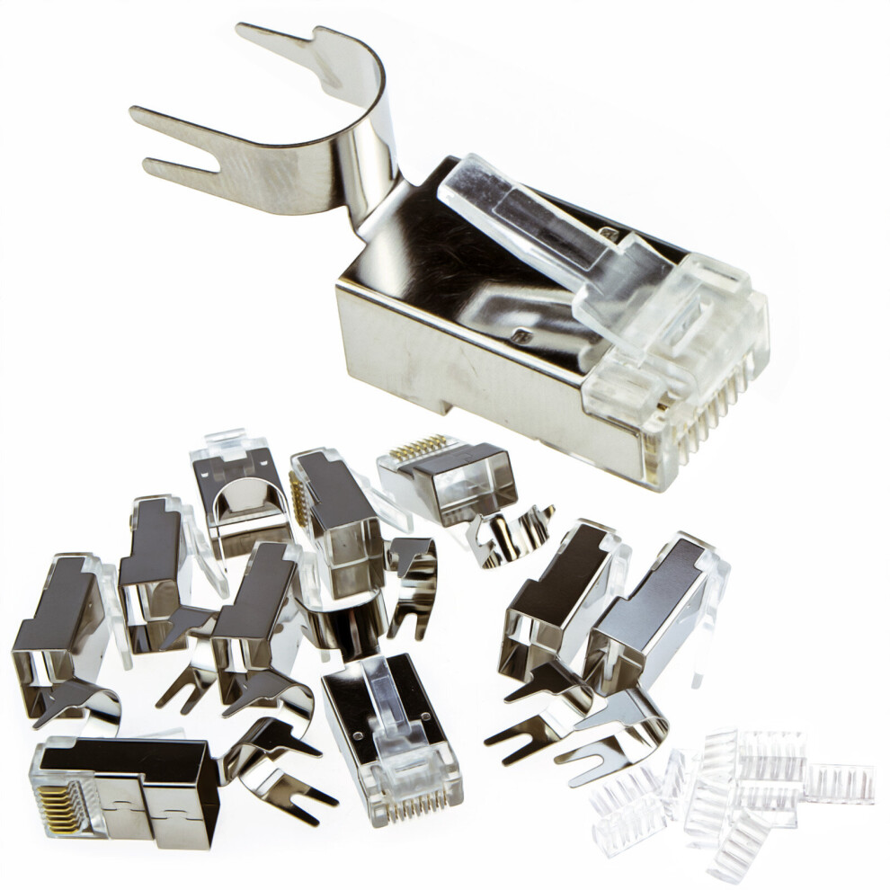 kenable Shielded Two Piece STP Cat6/6A/Cat7 RJ45 LAN Crimps Ends Connectors [10 Pack]