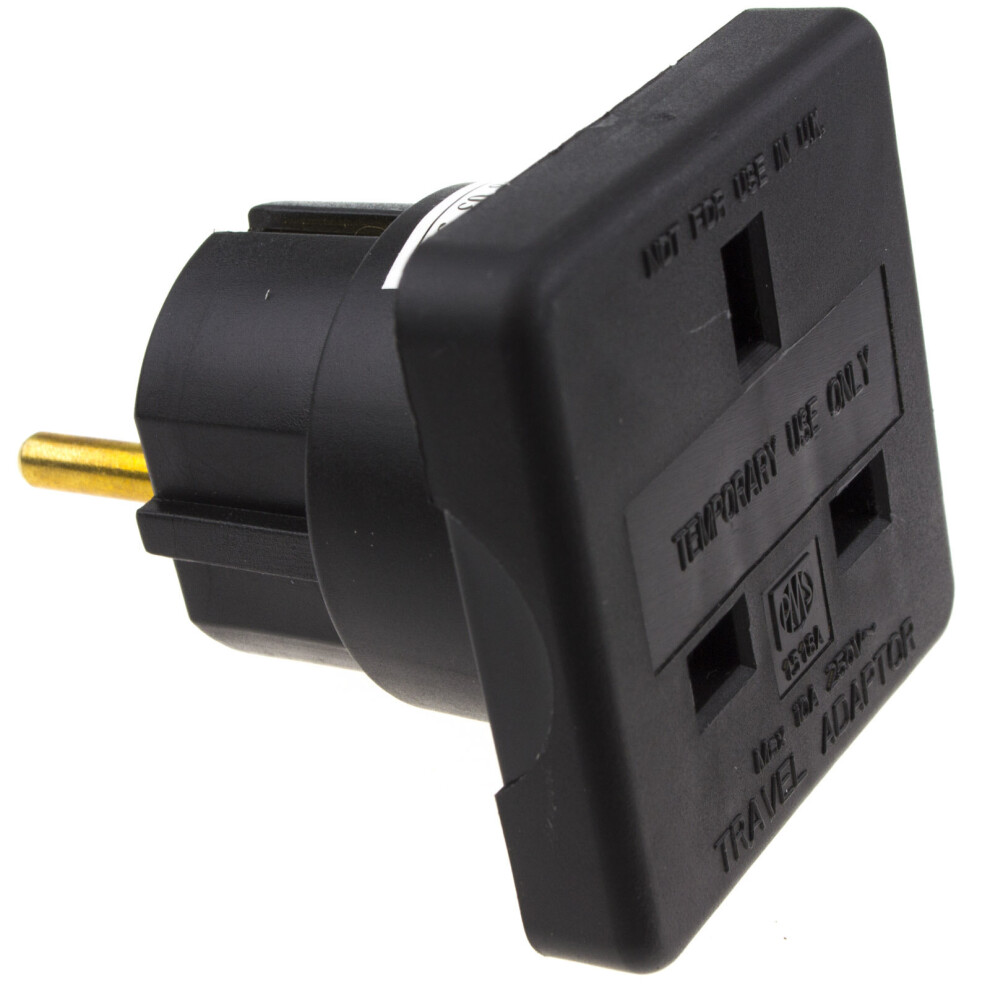 kenable Travel Adapter UK Main Plug To Euro 2 Pin Plug Changer Europe BLACK