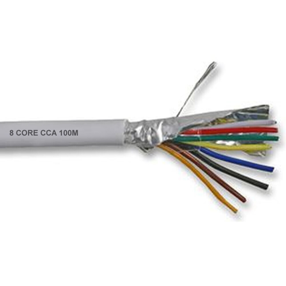 kenable Alarm Security SCREENED CCA Cable 8 Core White 100m