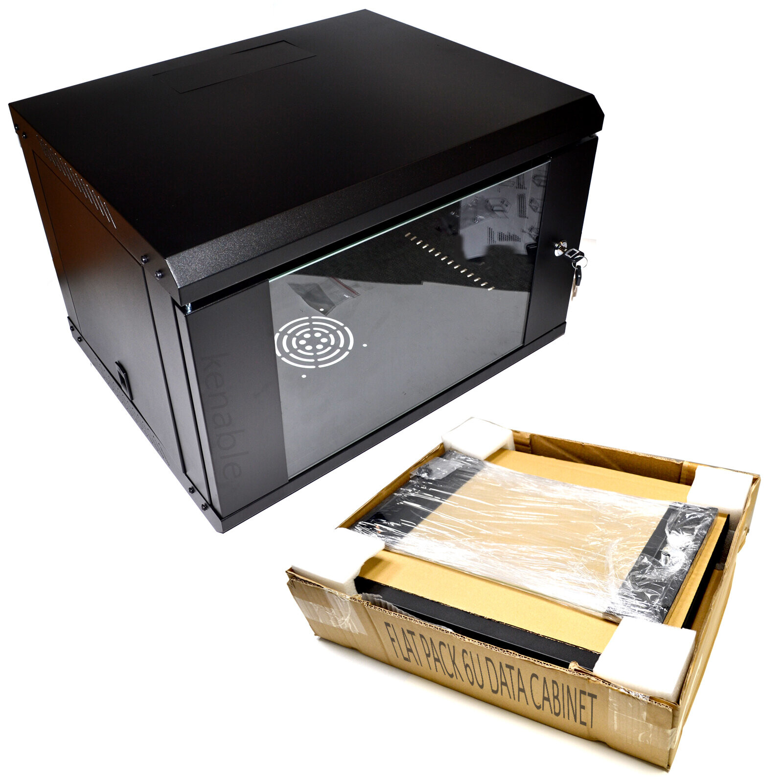 Kenable Desktop Rack kenable FLAT PACK Wall Mounted Data Cabinet for 19 inch Rack Small 6U ...