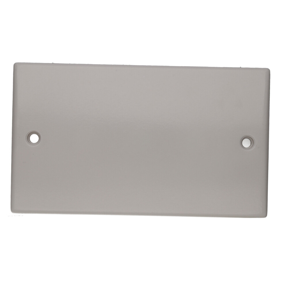 kenable 2 Gang Blanking Plate Cover Curved Edge Rounded Faceplate White