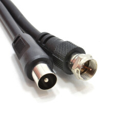 kenable 11045: RG59 Coaxial Satellite to TV Aerial Cable, 2m, F Type Plug to RF Lead, Black