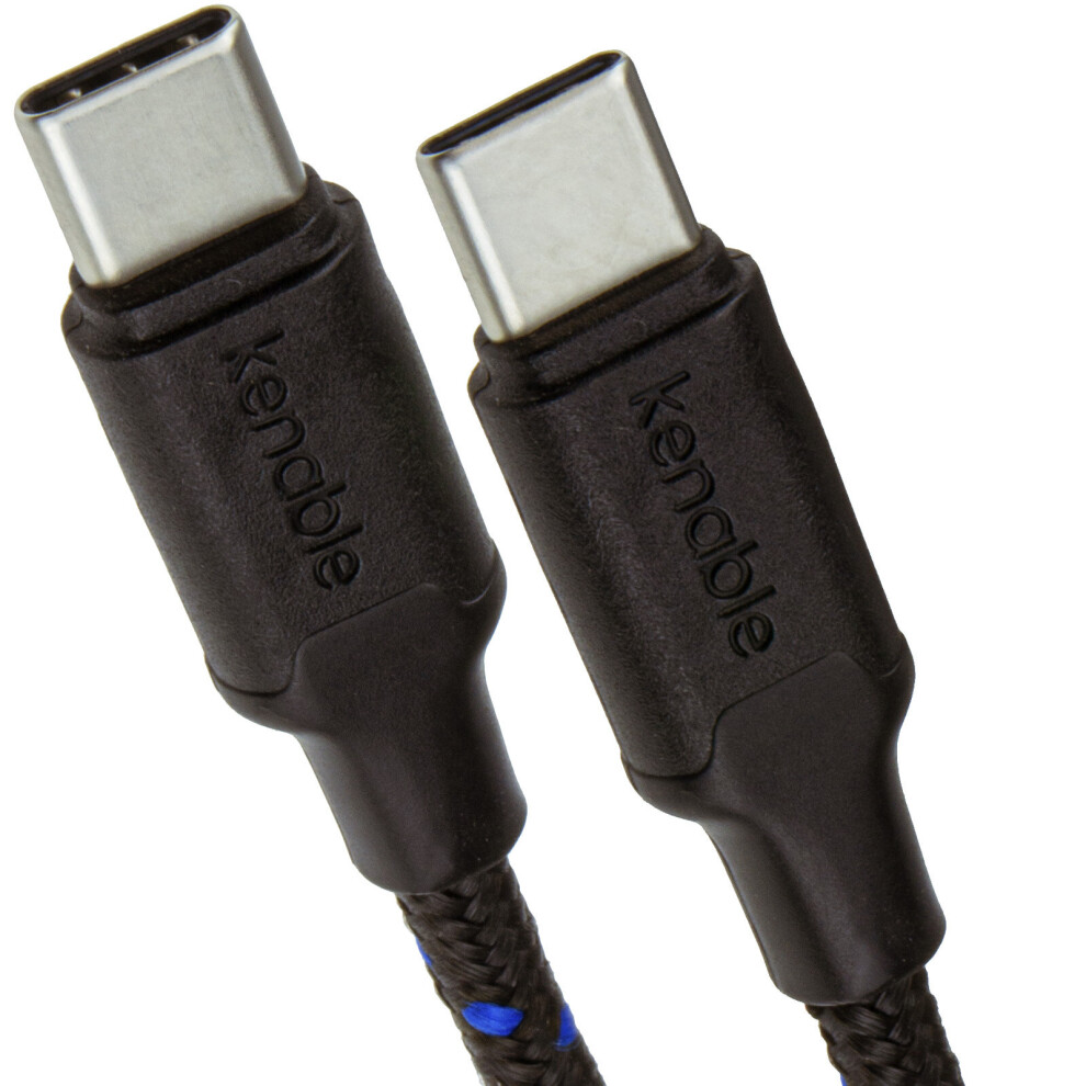 Kenable Braided 20Awg Usb Pd Type C To Usb-C Fast Charger 3A+ Charging Cable 2M Black