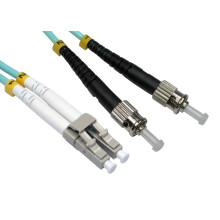 OM3 Aqua Fibre Optic ST LC Duplex MM 50 125 Patch LSZH Cable 3m