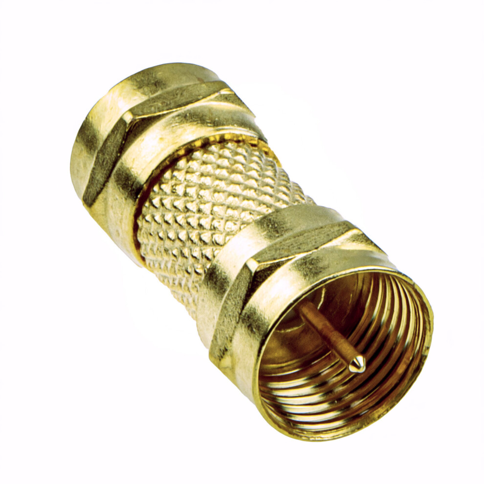 kenable F type screw On Plug to Plug adapter Coupler GOLD