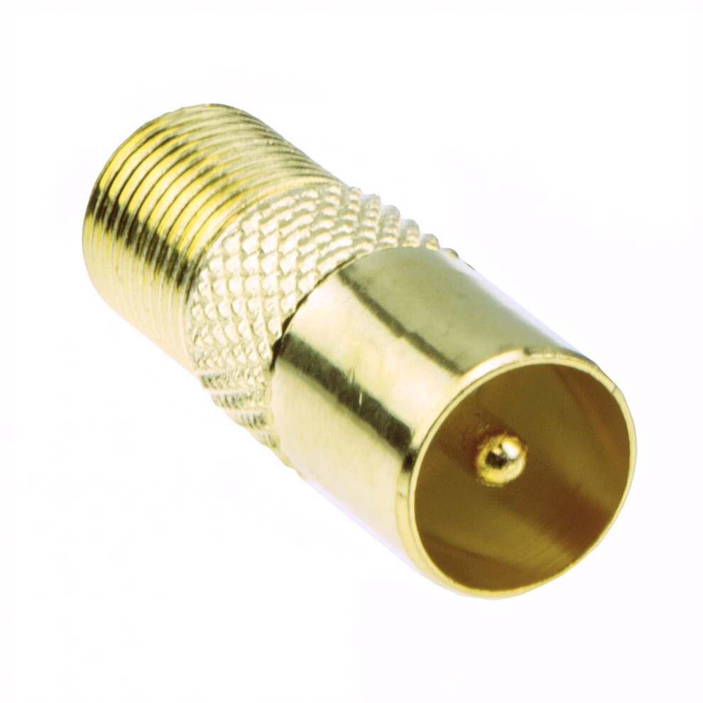 Kenable F Type Screw Connector Socket To Rf Coax Aerial Male Adapter Gold 5054338110226