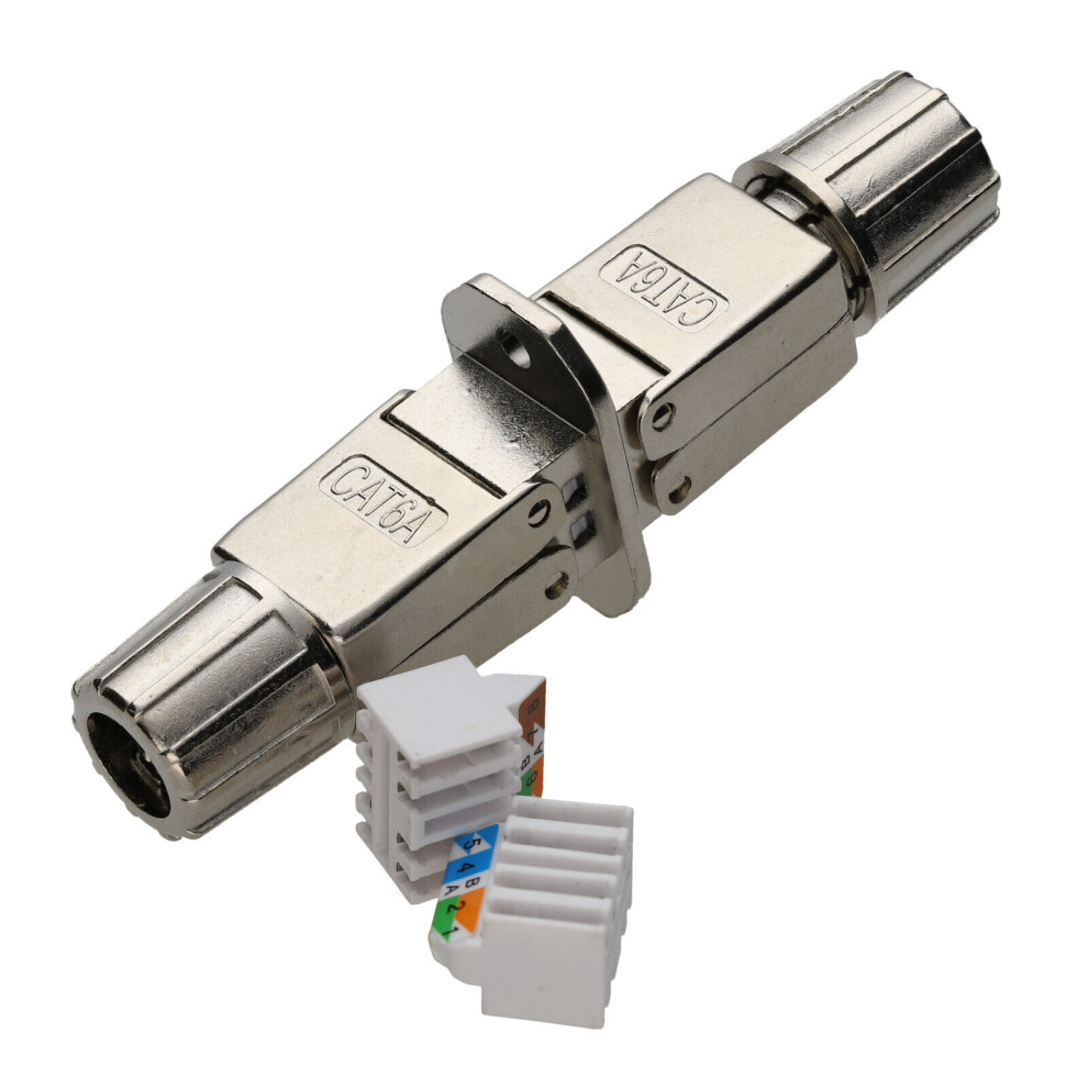 Kenable Cat6a Panel Mount Ftp Inline Punch Down Coupler Joiner Ethernet 8P8c Cable Metal