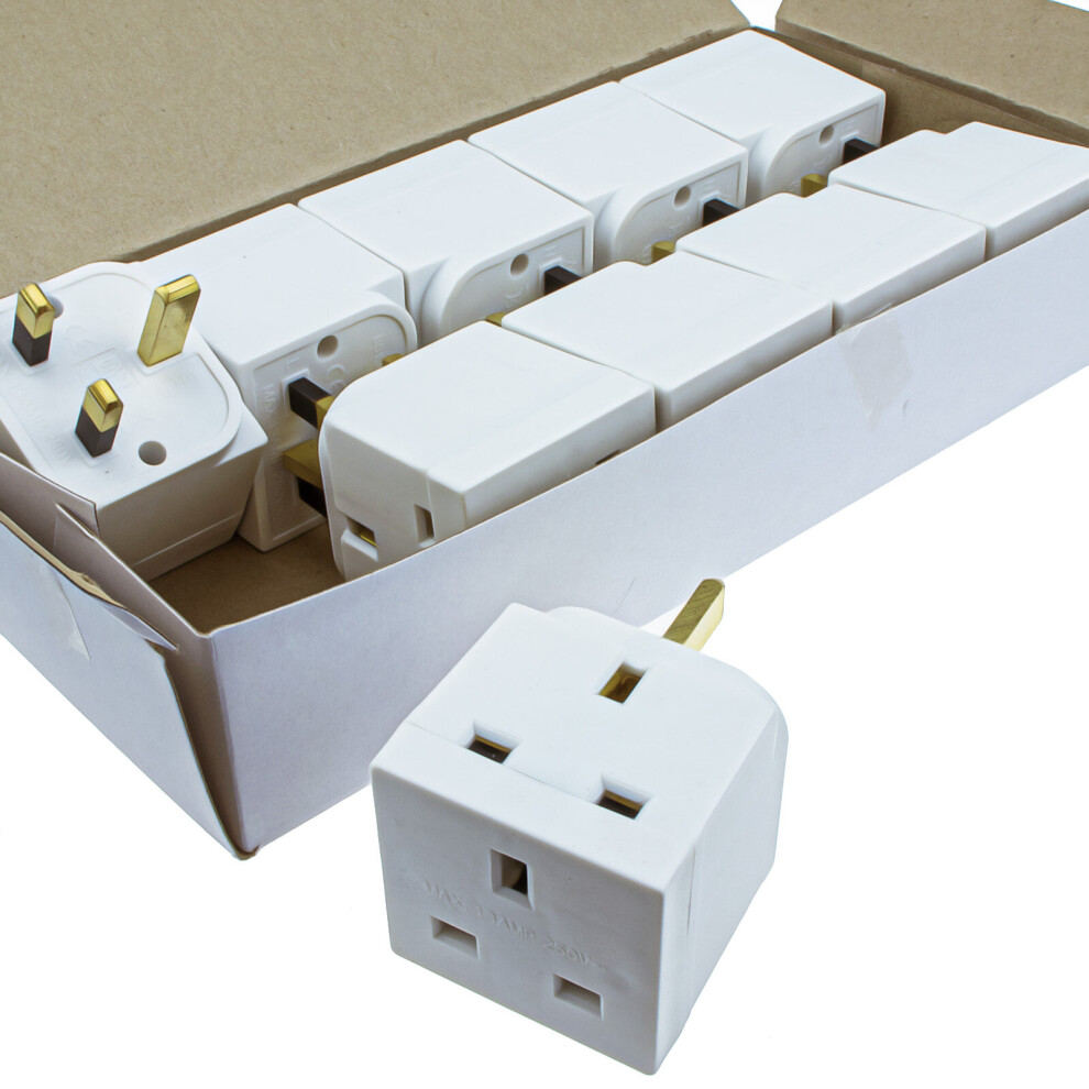 Kenable [10 Pack] 2 Way Block Socket Adapter Power Splitter For Uk 13A Mains Plugs White
