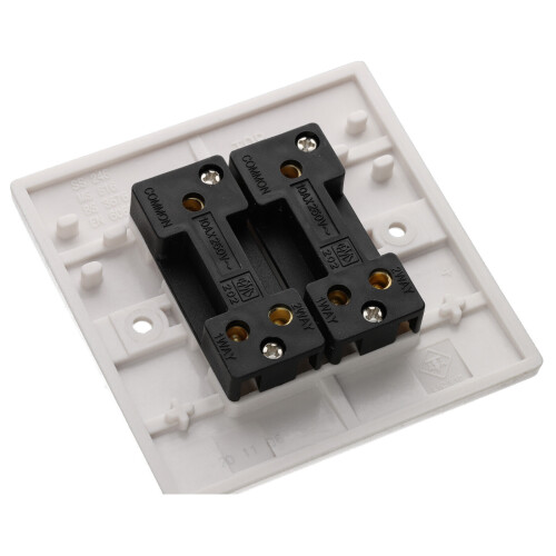 kenable kenable 2 Gang 2 Way 10A Double Light Switch Rounded Faceplate White 2
