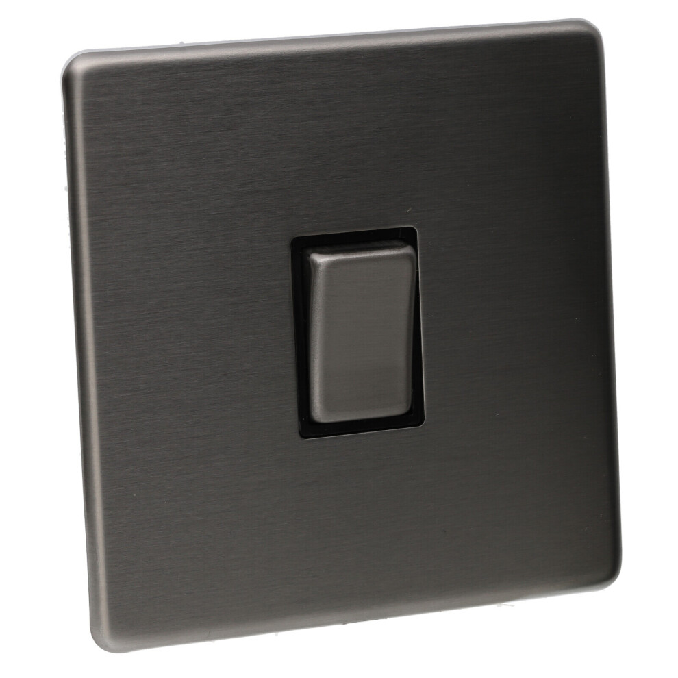 kenable 1 Gang 2 Way 10A Light Switch Screwless Plate with Brushed Chrome Finish